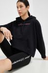 Шорти EA7 Emporio Armani жіночі колір чорний з принтом висока посадка Шорти EA7 Emporio Armani жіночі колір чорний з принтом висока посадка