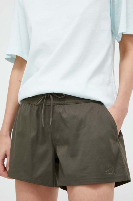 Шорти outdoor The North Face Aphrodite Motion колір зелений однотонні висока посадка