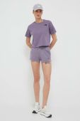 Бавовняні шорти The North Face колір фіолетовий однотонні висока посадка