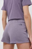 Бавовняні шорти The North Face колір фіолетовий однотонні висока посадка