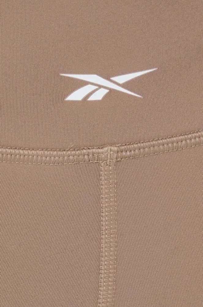 Шорти для тренувань Reebok Lux колір бежевий однотонні висока посадка фото 4