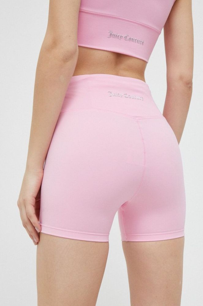 Шорти для тренувань Juicy Couture Liza колір рожевий однотонні висока посадка фото 3