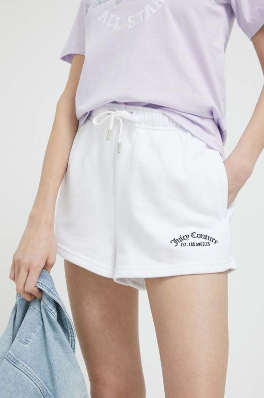 Шорти Juicy Couture жіночі колір білий з аплікацією висока посадка фото 2