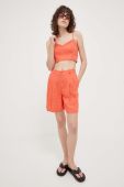 Лляні шорти Drykorn колір помаранчевий однотонні висока посадка