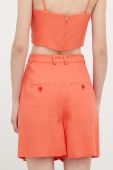 Лляні шорти Drykorn колір помаранчевий однотонні висока посадка