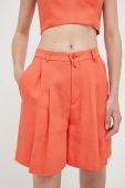 Лляні шорти Drykorn колір помаранчевий однотонні висока посадка