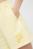 Бавовняні шорти Fila колір жовтий з аплікацією висока посадка