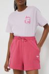 Шорти Fila жіночі колір рожевий однотонні висока посадка (3032028)