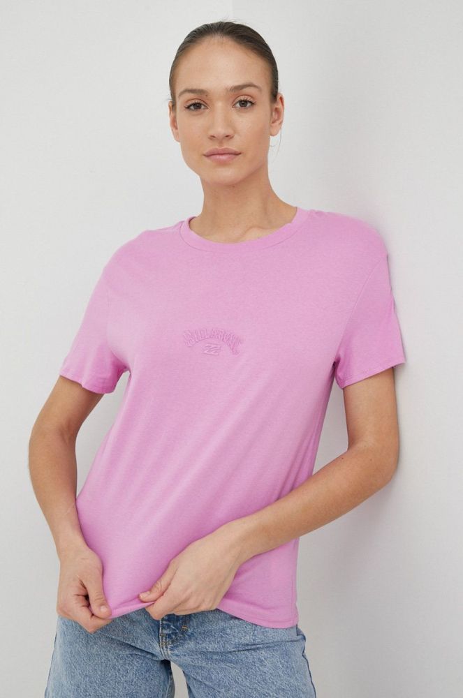 Бавовняна футболка Billabong колір рожевий