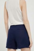 Лляні шорти United Colors of Benetton колір синій однотонні висока посадка (3300520)