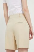 Шорти HUGO жіночі колір бежевий однотонні висока посадка