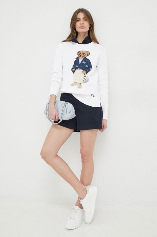 Бавовняні шорти Tommy Hilfiger колір синій однотонні висока посадка фото 2