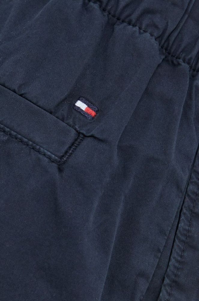 Бавовняні шорти Tommy Hilfiger колір синій однотонні висока посадка фото 4