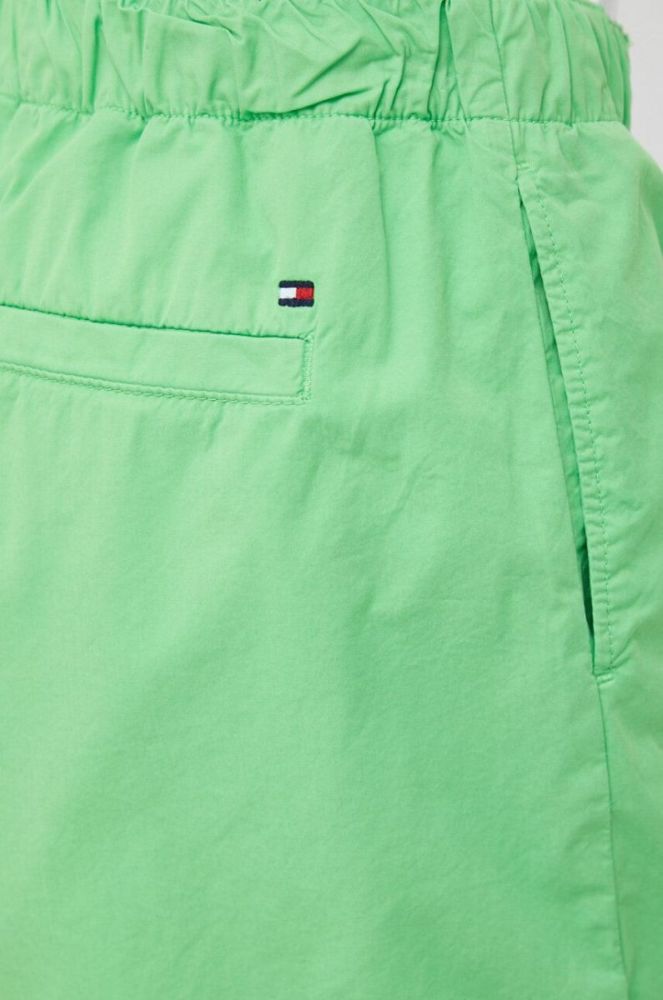 Бавовняні шорти Tommy Hilfiger колір зелений однотонні висока посадка фото 5