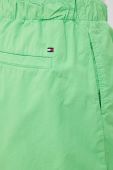 Бавовняні шорти Tommy Hilfiger колір зелений однотонні висока посадка
