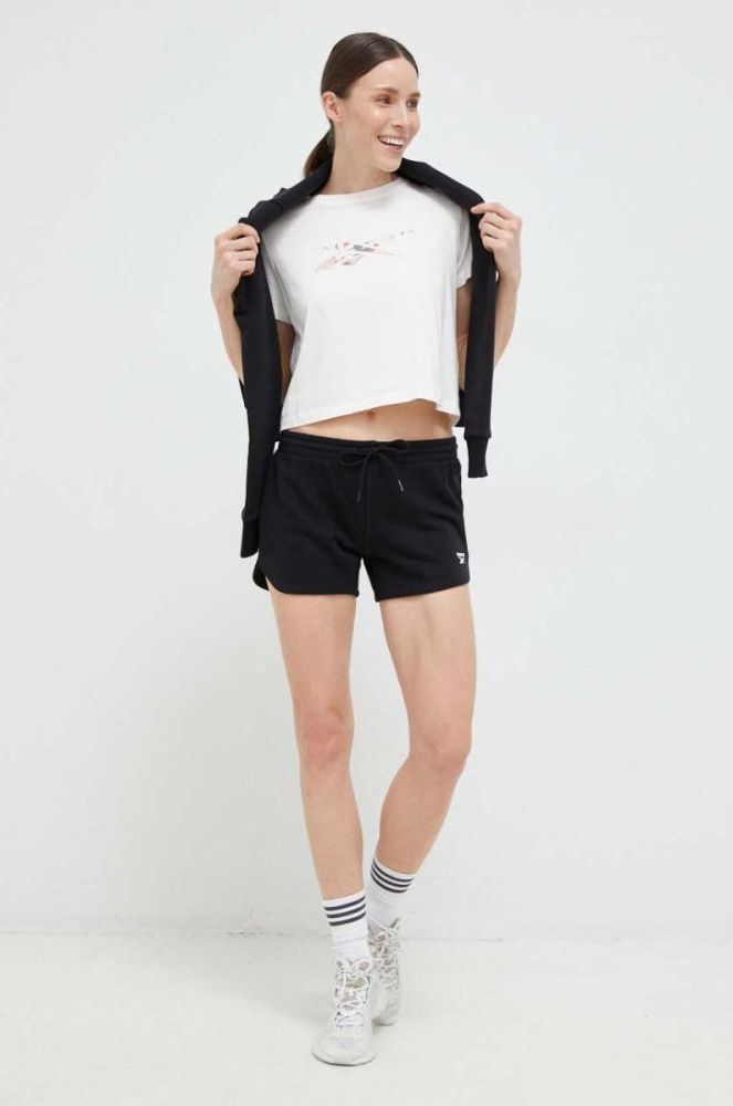 Шорти Reebok жіночі колір чорний однотонні висока посадка (3075084) фото 2