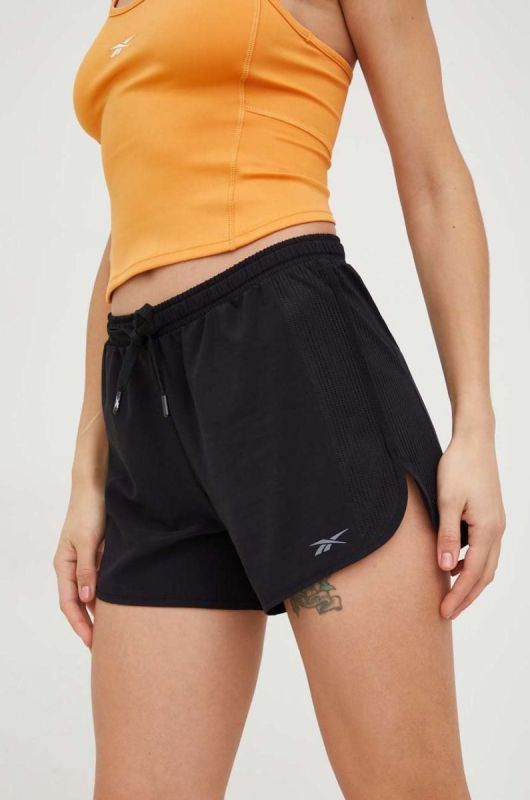 Шорти для тренувань Reebok Athlete жіночі колір чорний однотонні середня посадка фото 2