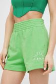 Шорти Tommy Hilfiger жіночі колір зелений з аплікацією висока посадка