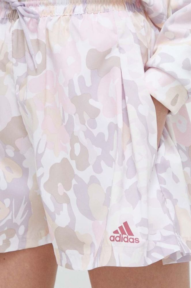 Шорти adidas жіночі колір рожевий візерунок висока посадка фото 4
