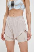 Шорти для тренувань adidas Performance HIIT HEAT.RDY колір бежевий однотонні висока посадка