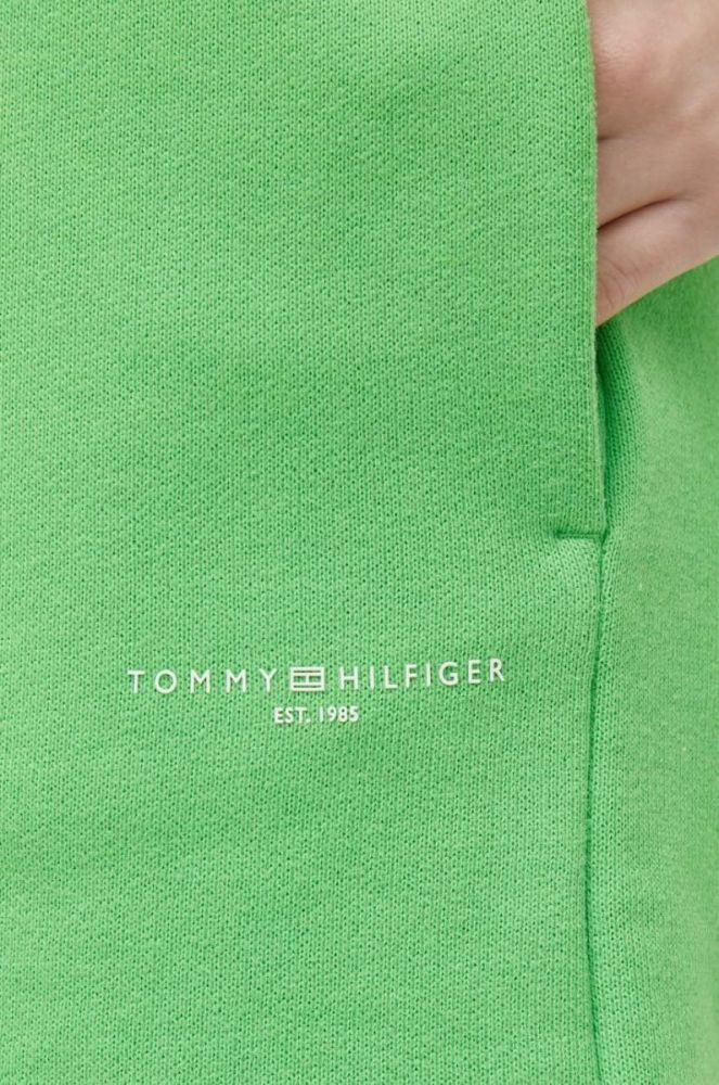 Шорти Tommy Hilfiger жіночі колір зелений однотонні висока посадка фото 4