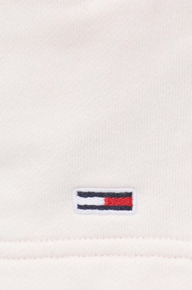 Бавовняні шорти Tommy Jeans колір рожевий однотонні висока посадка фото 4