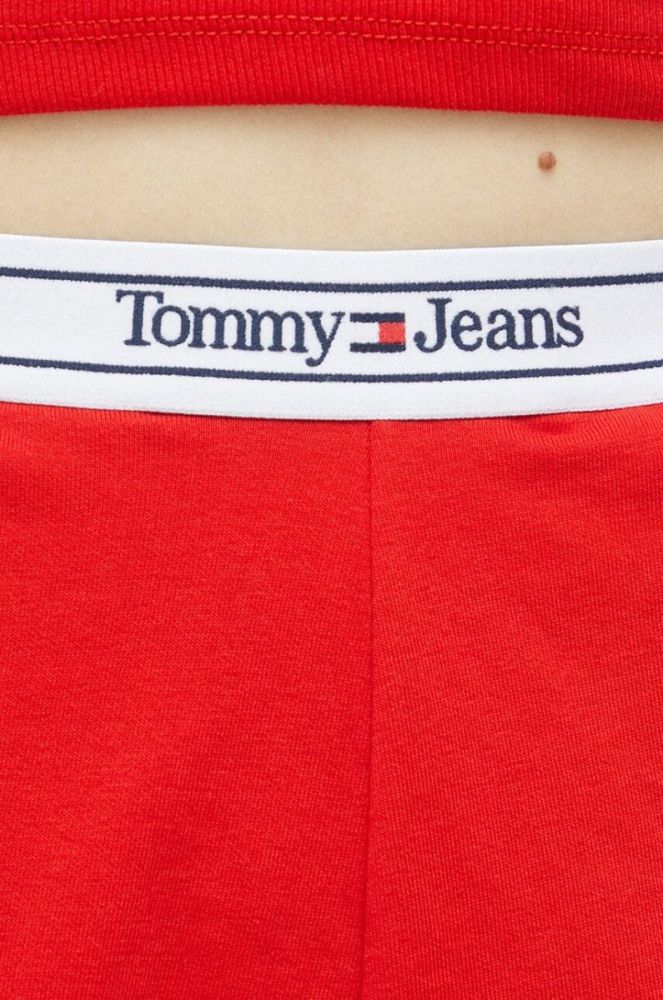 Шорти Tommy Jeans жіночі колір червоний однотонні висока посадка фото 5