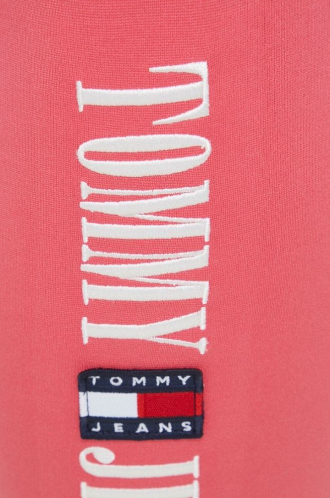 Шорти Tommy Jeans жіночі колір рожевий з аплікацією висока посадка фото 4