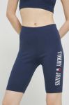 Шорти Tommy Jeans жіночі колір синій з аплікацією висока посадка (3053753)