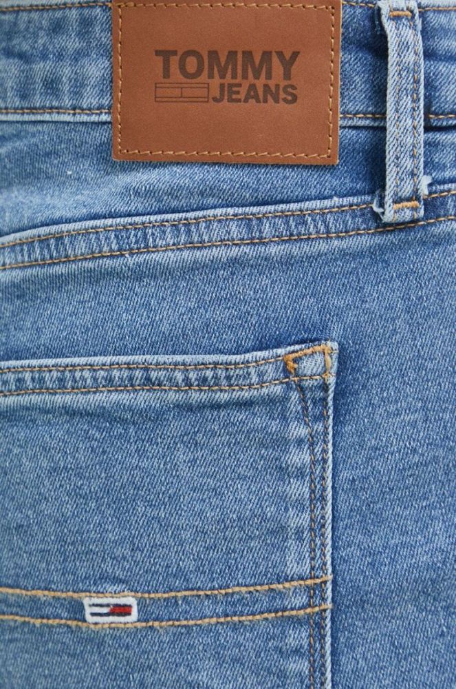 Джинсові шорти Tommy Jeans жіночі однотонні середня посадка колір блакитний (3075110) фото 5
