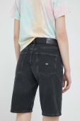 Джинсові шорти Tommy Jeans жіночі колір чорний однотонні висока посадка (3090908)