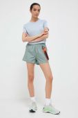 Шорти adidas жіночі колір зелений однотонні середня посадка