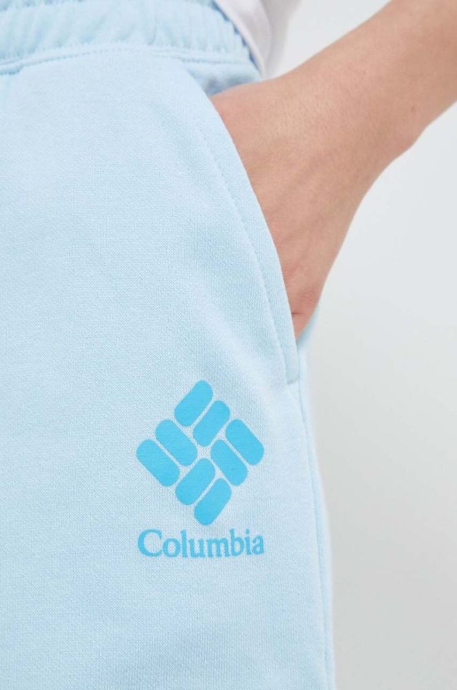 Шорти Columbia жіночі однотонні висока посадка колір блакитний фото 4