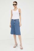 Джинсові шорти Lee жіночі однотонні висока посадка колір блакитний (3269715)