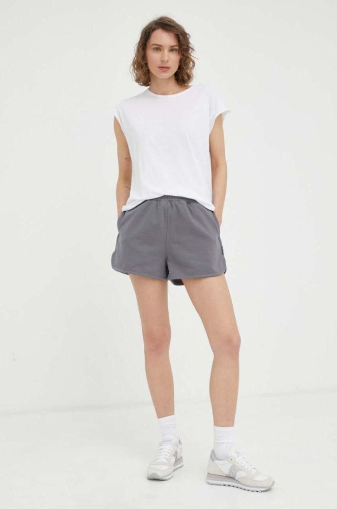 Шорти G-Star Raw жіночі колір сірий однотонні висока посадка фото 2