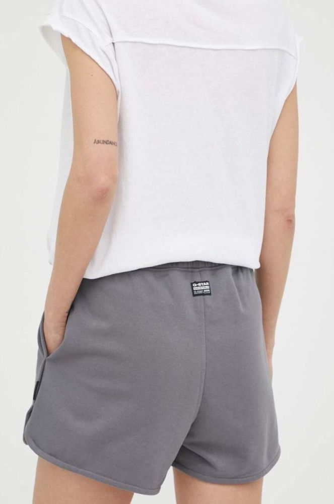 Шорти G-Star Raw жіночі колір сірий однотонні висока посадка фото 3