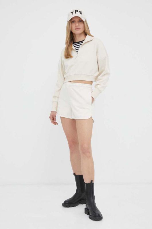 Шорти G-Star Raw жіночі колір бежевий однотонні висока посадка фото 2