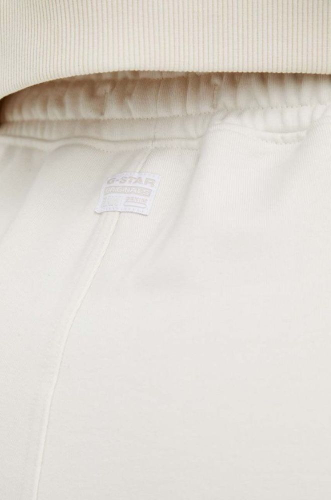 Шорти G-Star Raw жіночі колір бежевий однотонні висока посадка фото 4