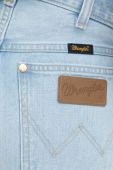 Джинсові шорти Wrangler жіночі однотонні висока посадка колір блакитний (3178032)