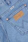 Джинсові шорти Wrangler жіночі однотонні висока посадка колір блакитний (3255915)