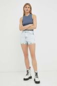 Джинсові шорти Wrangler Festival жіночі однотонні висока посадка колір блакитний (3252341)