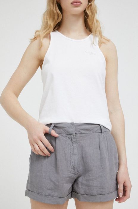 Лляні шорти Superdry колір сірий однотонні середня посадка