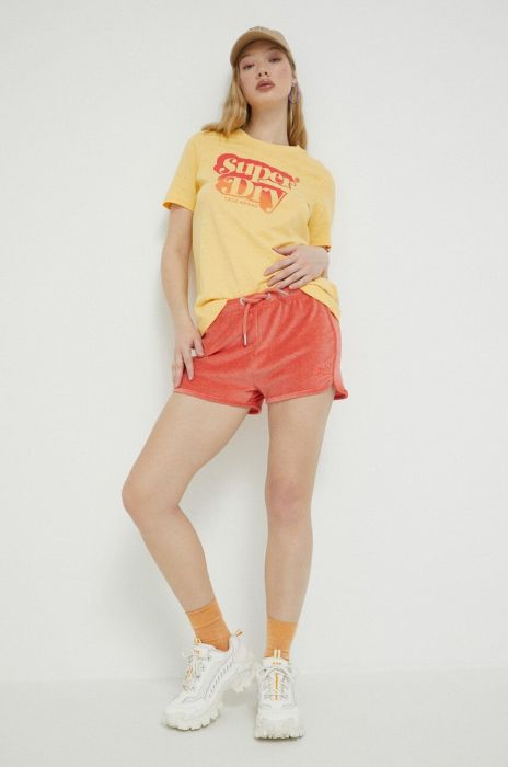 Шорти Superdry жіночі колір червоний однотонні висока посадка (3188835)