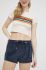 Шорти Superdry жіночі колір синій однотонні висока посадка