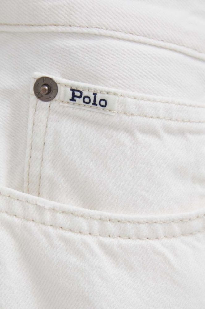 Бавовняні шорти Polo Ralph Lauren колір білий однотонні висока посадка фото 4