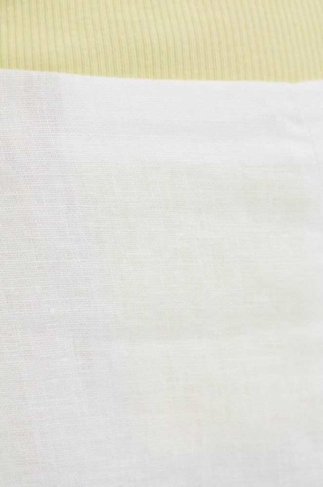 Лляні шорти Polo Ralph Lauren колір білий однотонні висока посадка фото 4