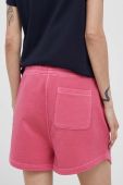 Бавовняні шорти Gant колір рожевий однотонні висока посадка
