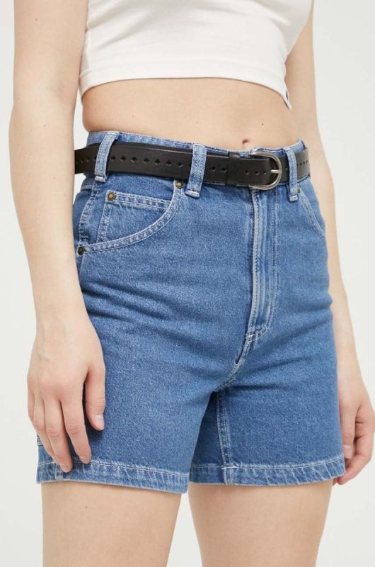 Джинсові шорти Dickies жіночі однотонні висока посадка колір блакитний