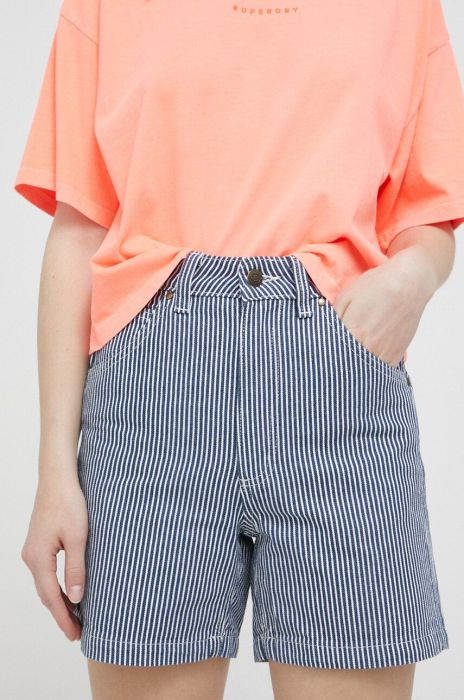 Бавовняні шорти Dickies колір синій візерунок висока посадка