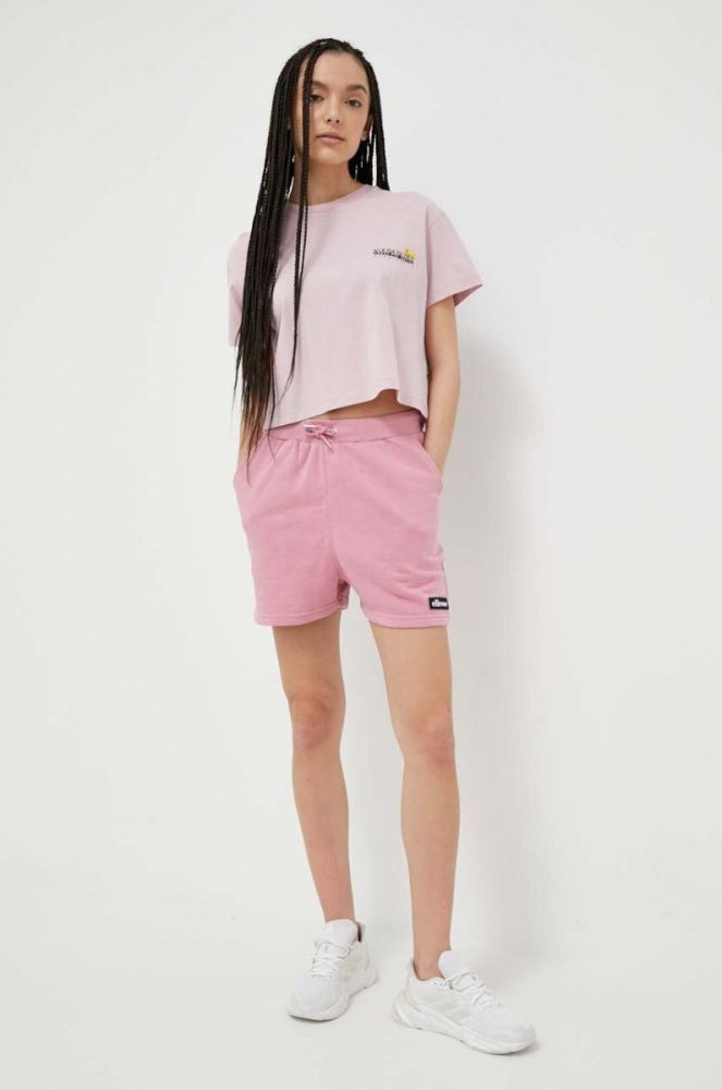 Шорти Ellesse жіночі колір рожевий з аплікацією висока посадка фото 2